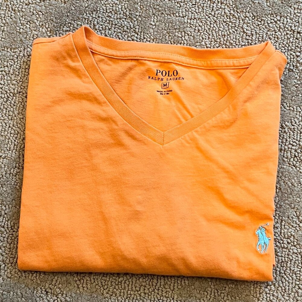 Polo Ralph Lauren Men’s V-Neck T-Shirt in Orange – Size M